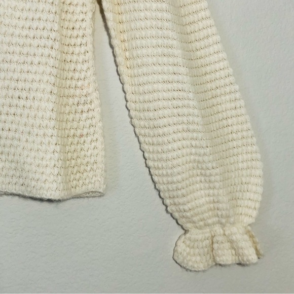 NWT Ulla Johnson Cream Laila Ruffled Alpaca-blend Lightweight Knit Sweater sz XL - Picture 9 of 16